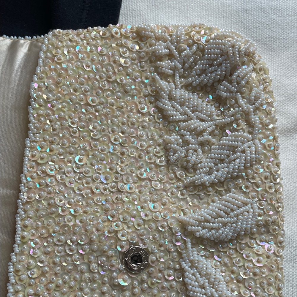 Chic Beaded Clutch in Cream - Picture 10 of 16